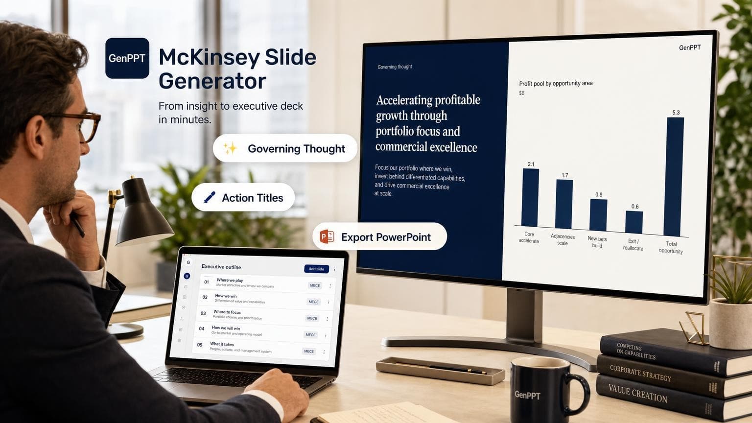 Enter a governing recommendation to start a McKinsey-style consulting deck