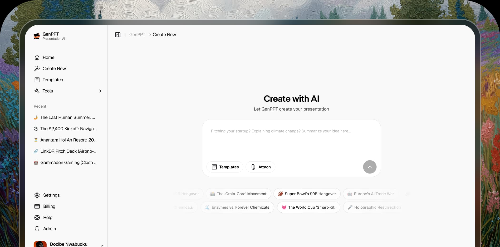 An AI-generated PowerPoint presentation in the GenPPT editor