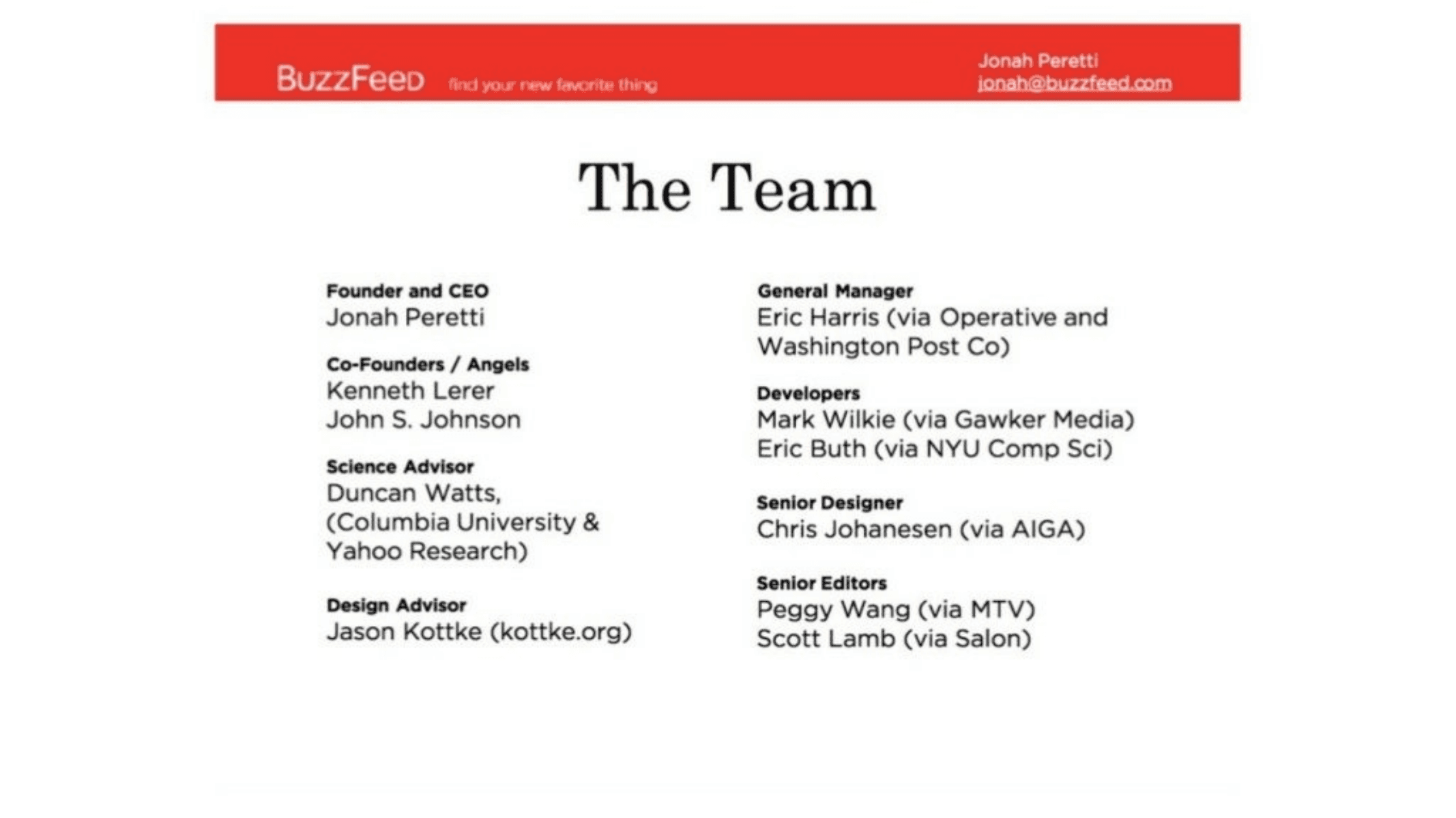BuzzFeed pitch deck, The Team