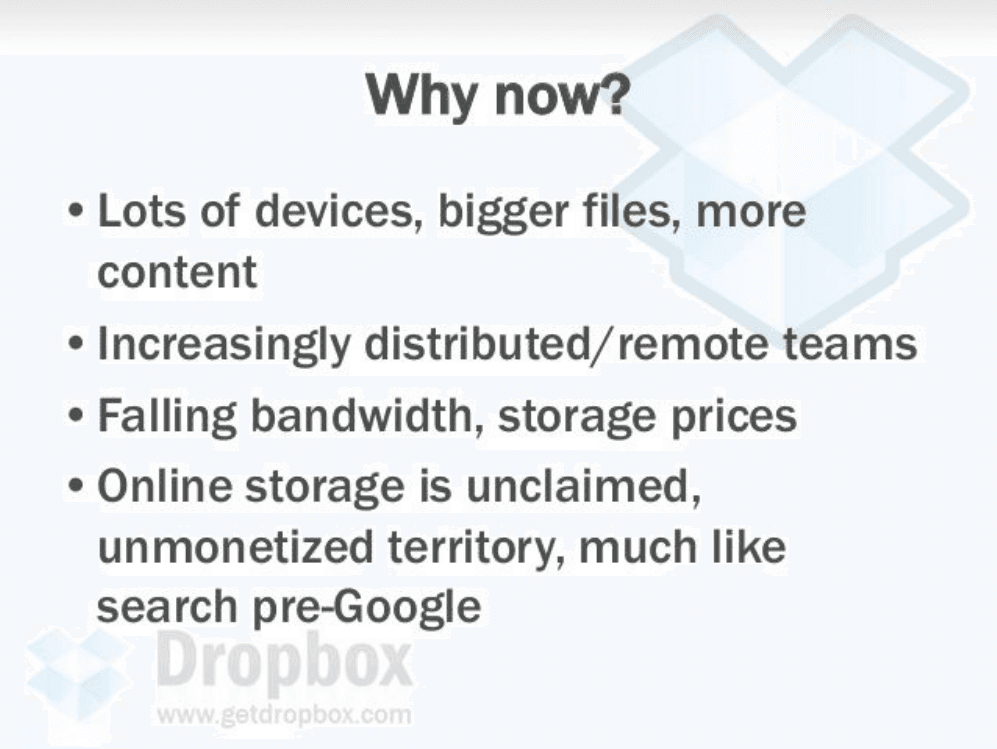 Dropbox pitch deck, Why now?