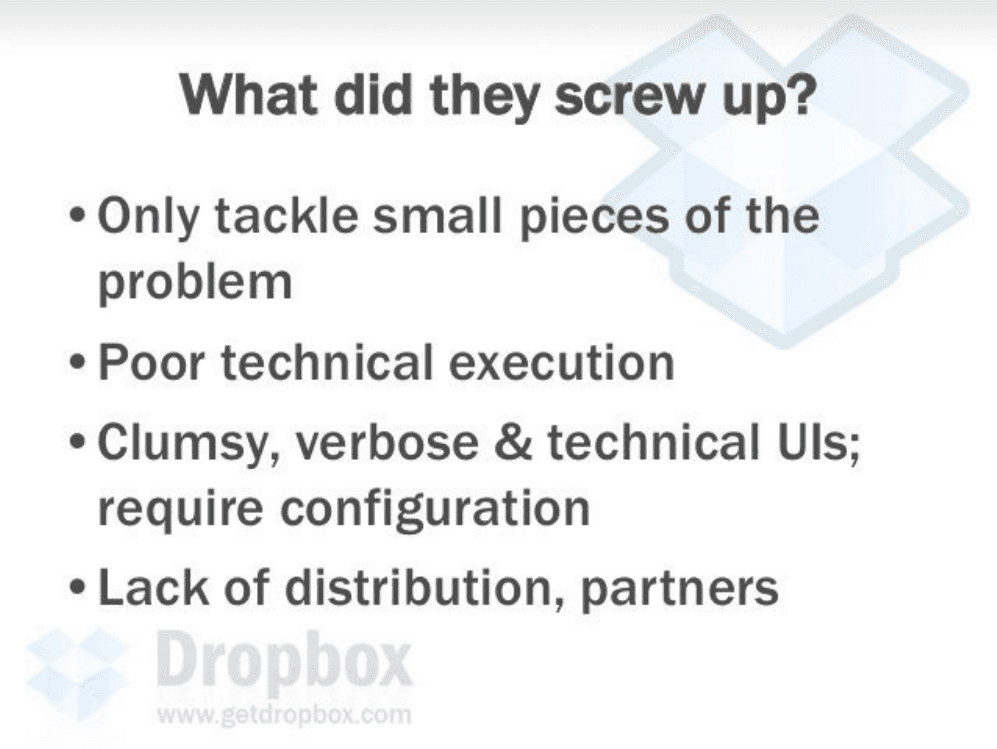 Dropbox pitch deck, What did they screw up?