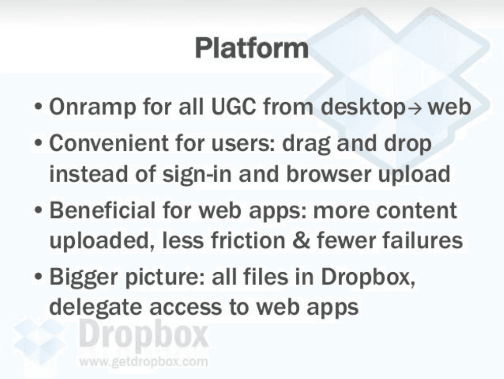 Dropbox pitch deck, Platform