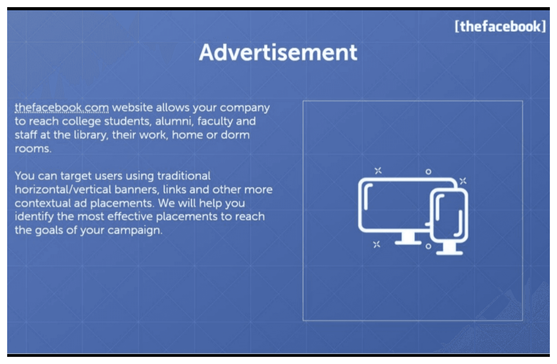Facebook pitch deck, Advertisement