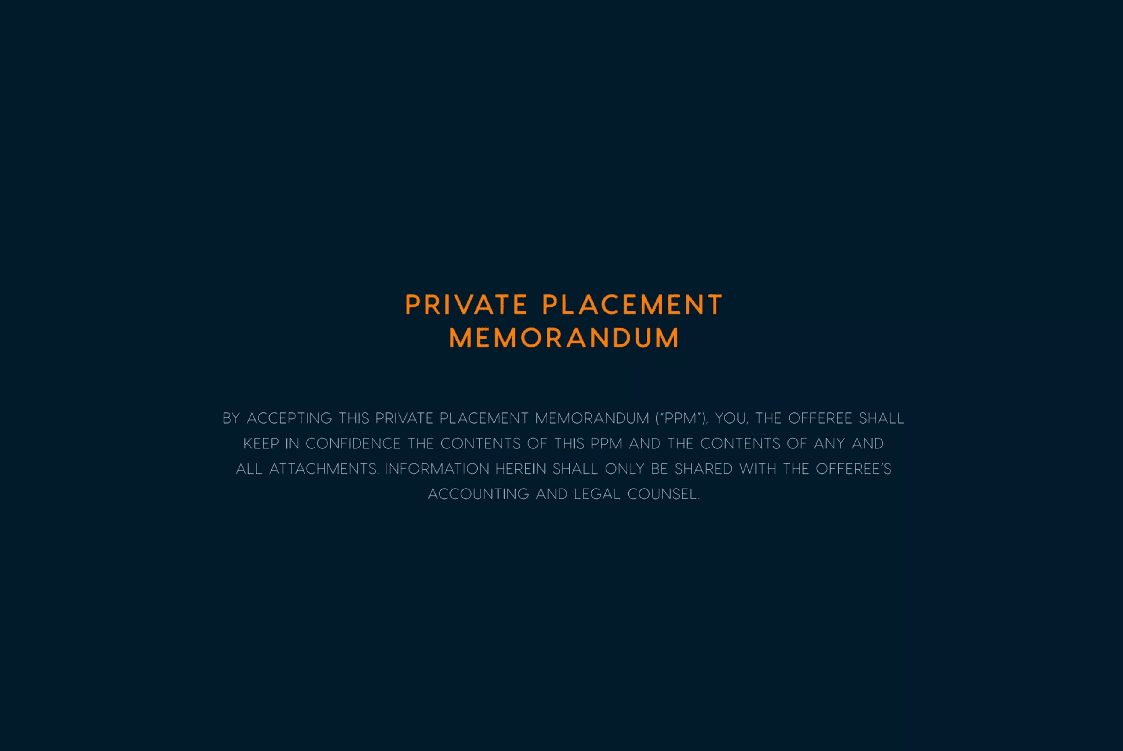 Fyre Festival pitch deck, Private placement memorandum