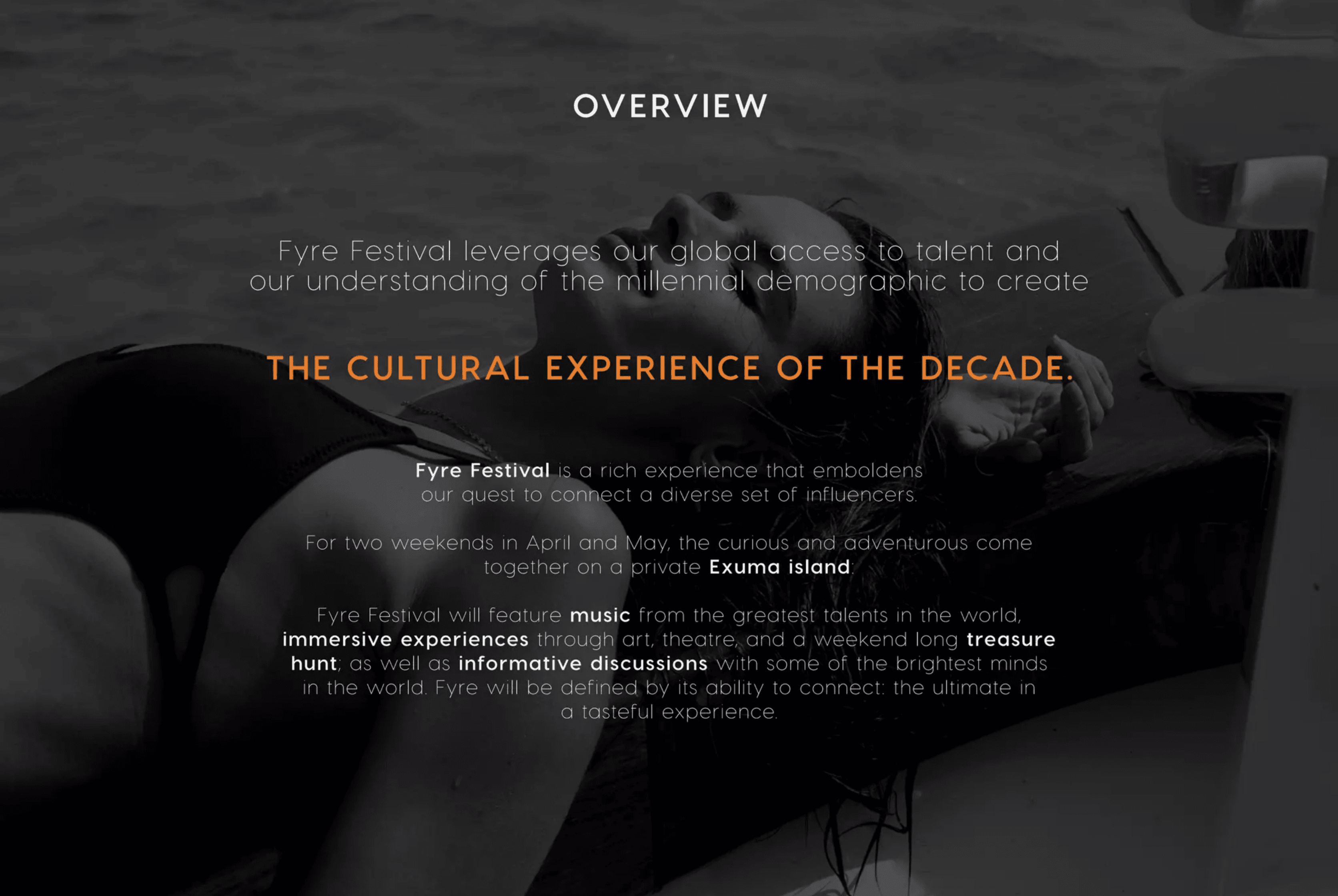 Fyre Festival pitch deck, Festival overview