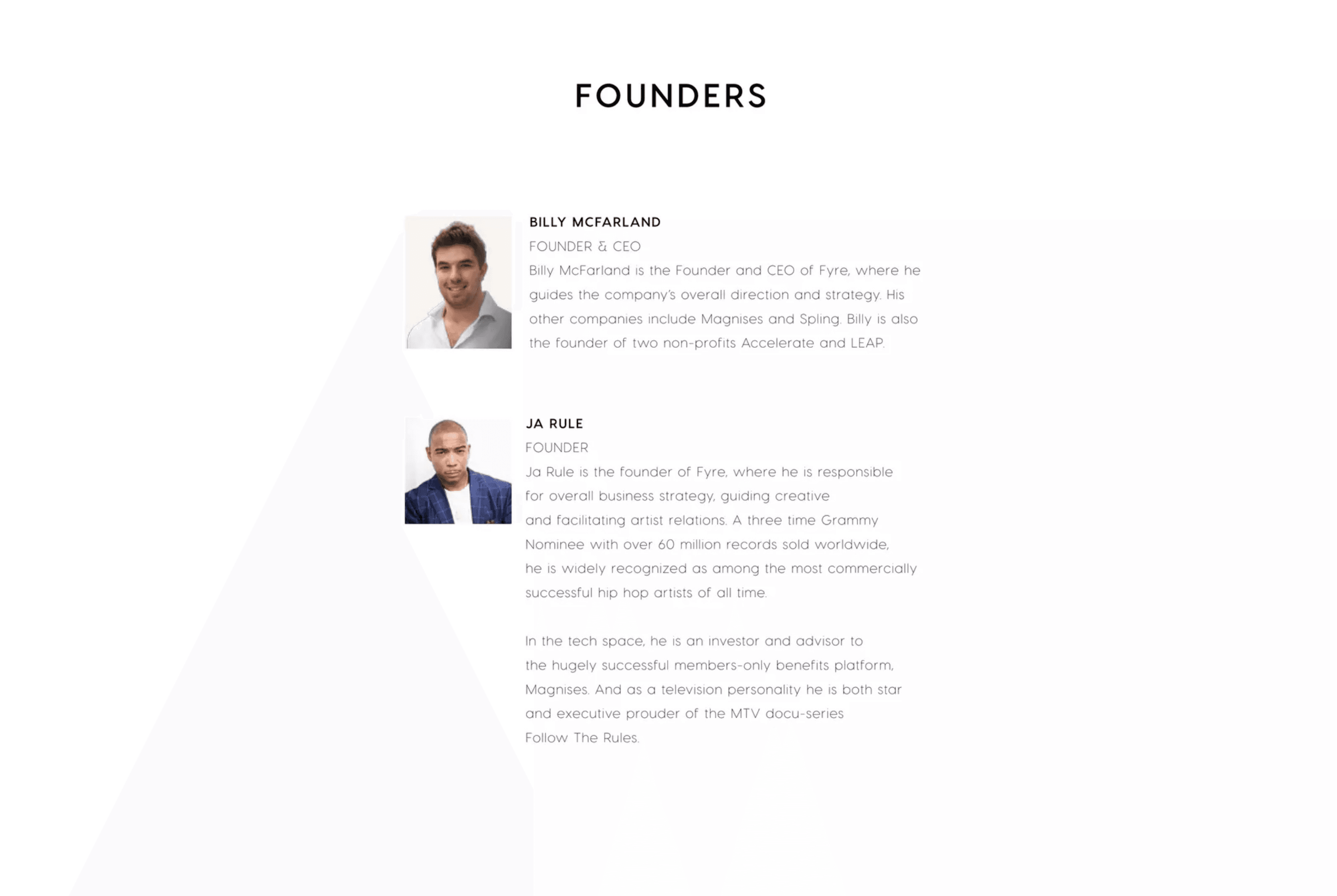 Fyre Festival pitch deck, Founders