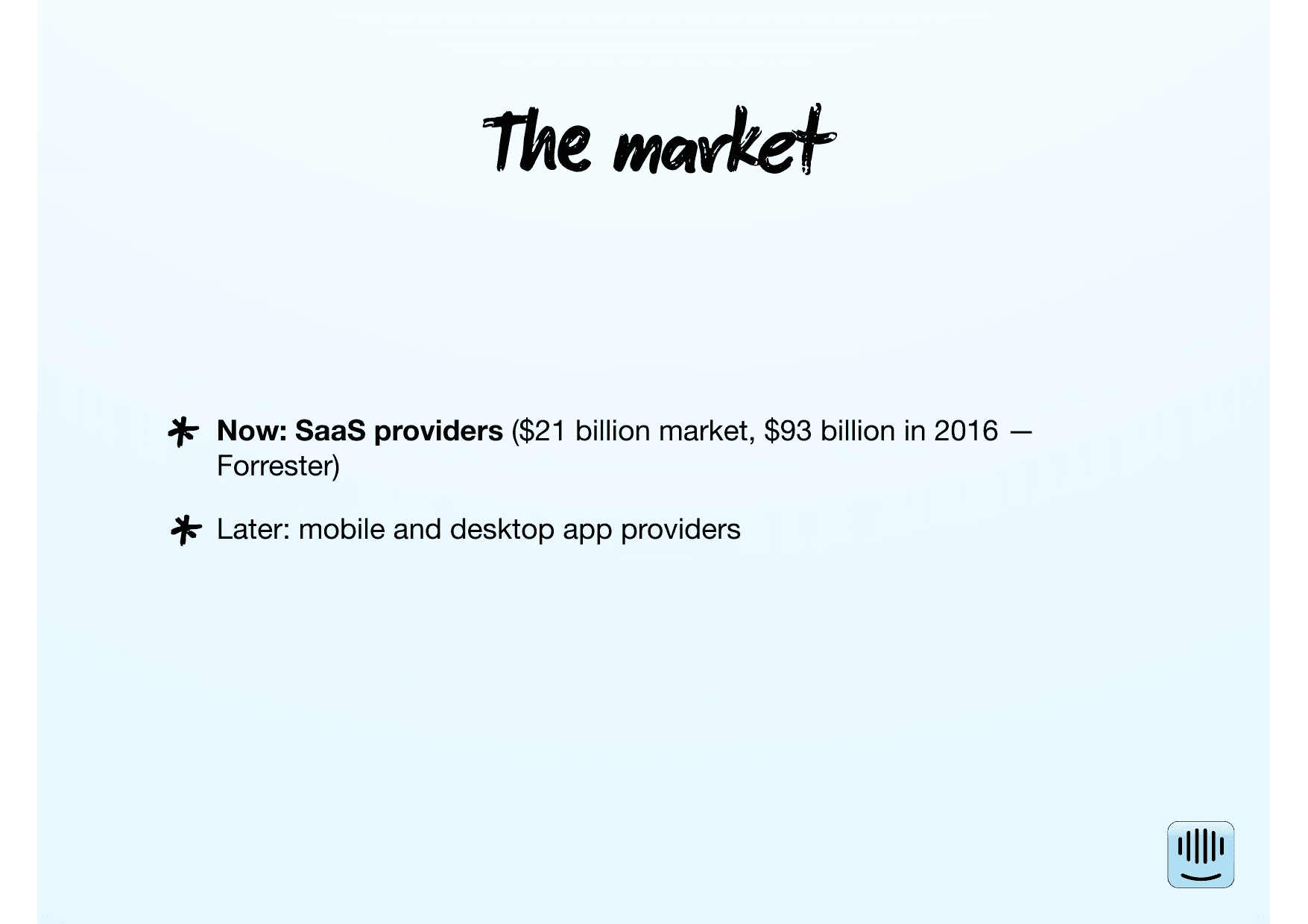 Intercom pitch deck, The market