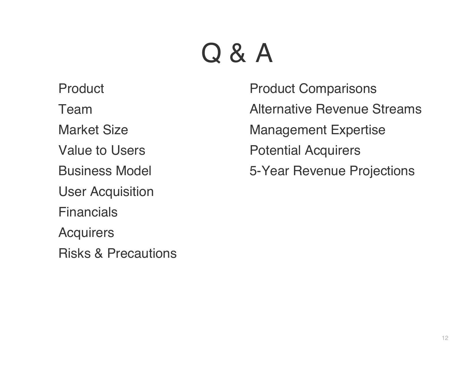 Mint pitch deck, Q&A