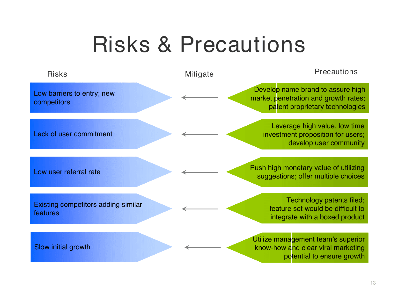 Mint pitch deck, Risks & Precautions