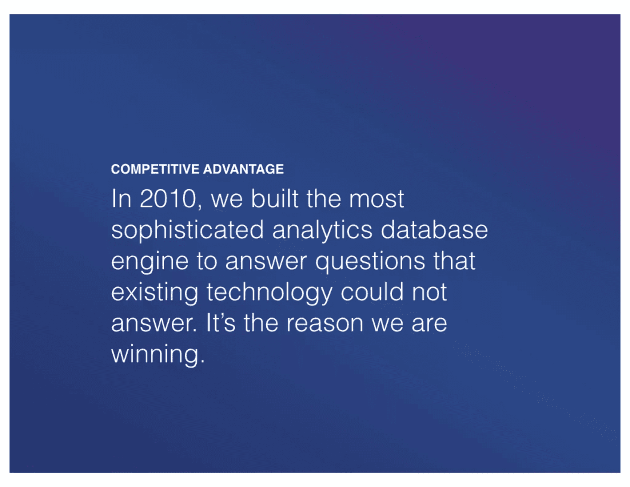 Mixpanel pitch deck, Competitive advantage