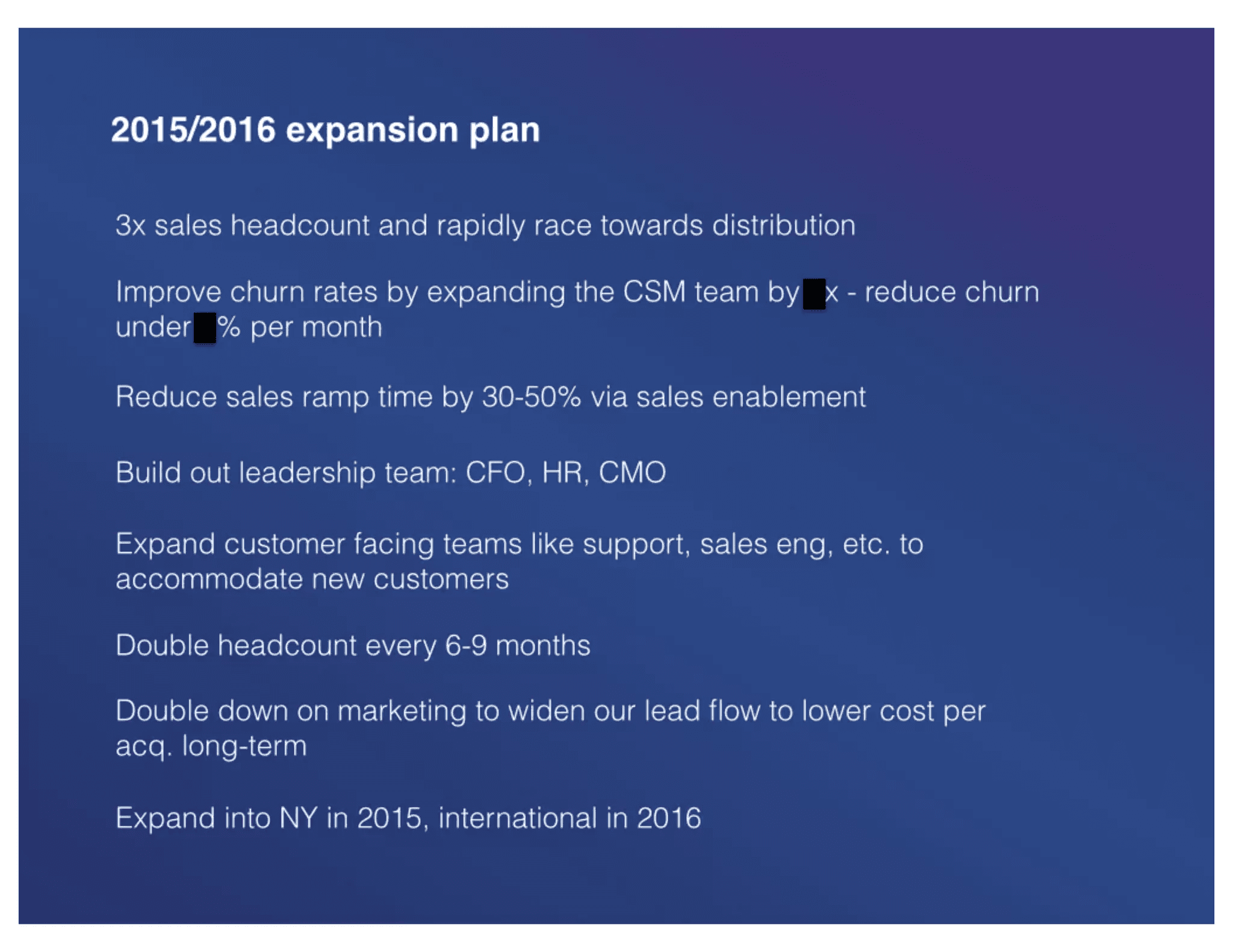 Mixpanel pitch deck, 2015/2016 expansion plan