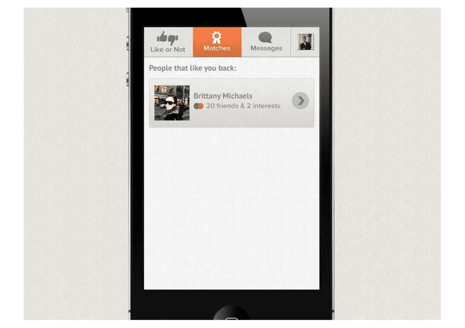 Tinder pitch deck, Matches