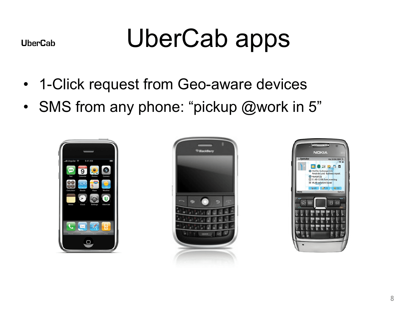 Uber pitch deck, UberCab apps