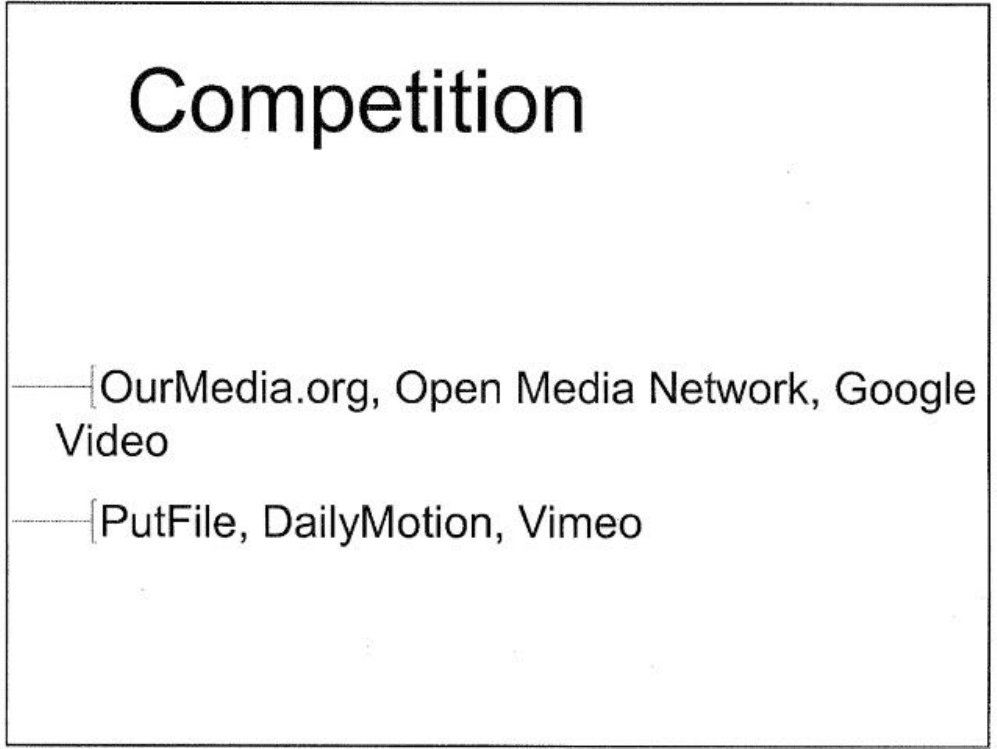 YouTube pitch deck, Competition
