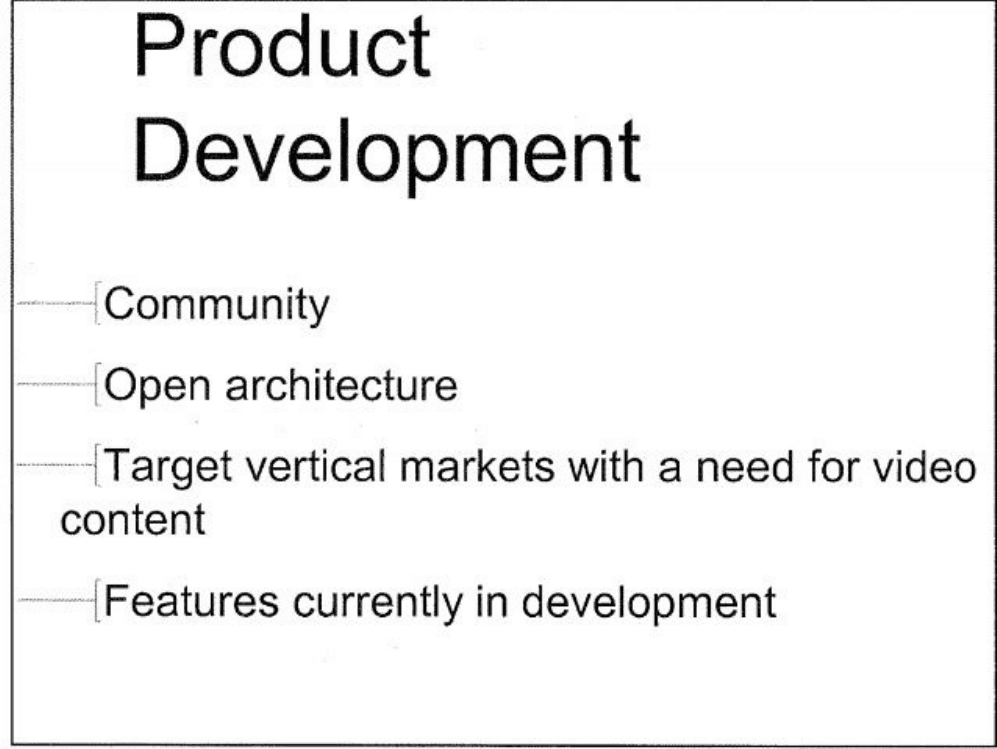 YouTube pitch deck, Product development