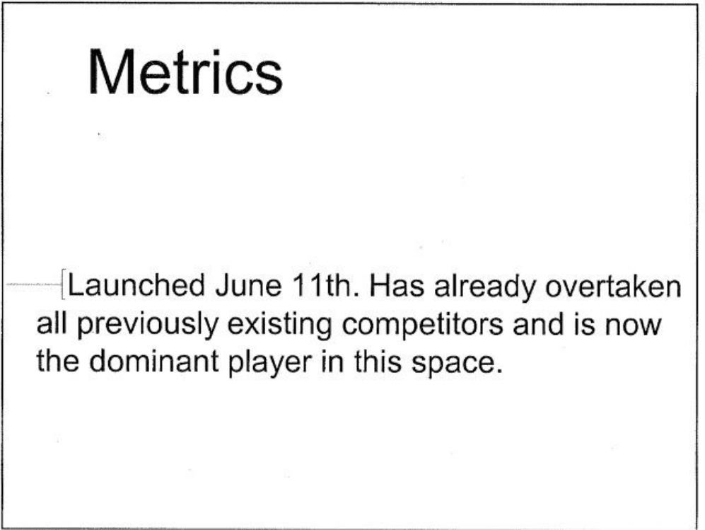 YouTube pitch deck, Metrics