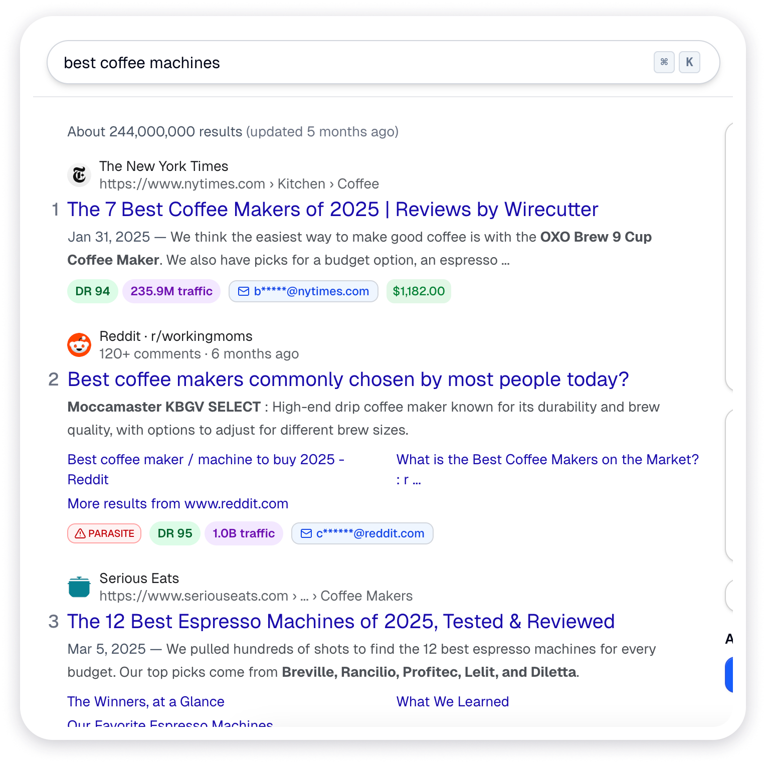 Google search results screenshot